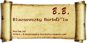 Blazsovszky Borbála névjegykártya